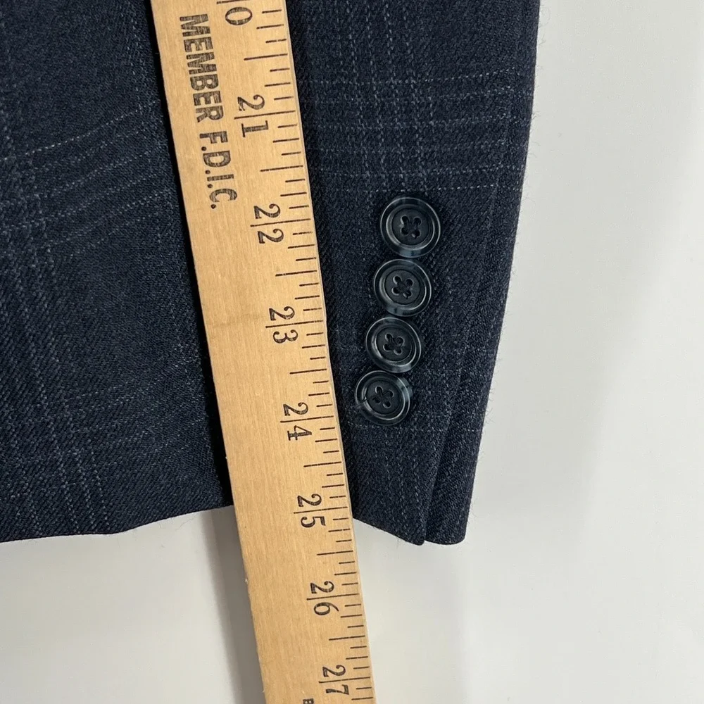 Jos A Bank Blazer Mens 42L Blue Wool Glen Check Plaid Sport Coat Jacket 2 Button